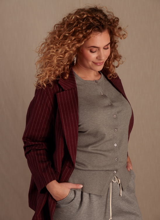 Blazer Franzi Wine Red Stripe van Yest Curve | maat 44 t/m 52 - Image 2
